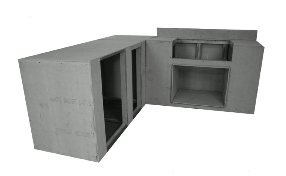 basic grey frame of lexington L shape design outdoor kitchen