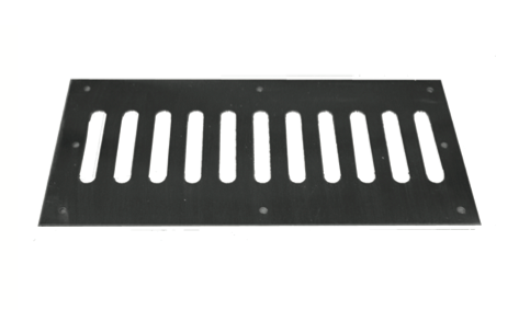 black stainless steel vent cover rectangle with holes cut in
