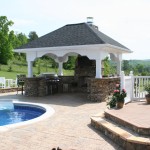 covered patio by pool