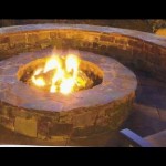 outdoor fireplace burning