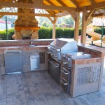 L shaped outdoor kitchen island