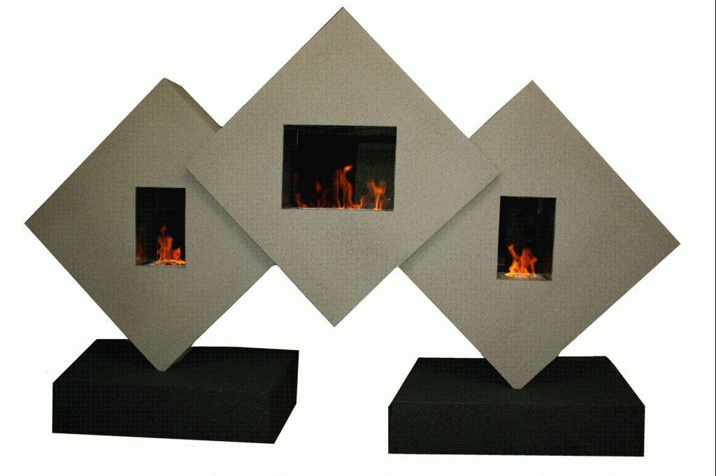 three shape diamond fireplaces two with black bases