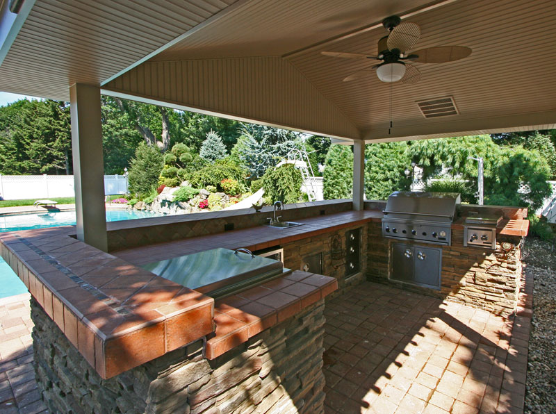 outdoor kitchen island with ceiling fan 