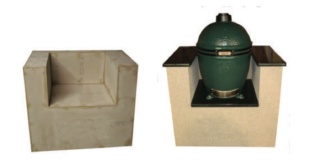 San Juan style kaddie for outdoor grill one with and one without big green egg grill